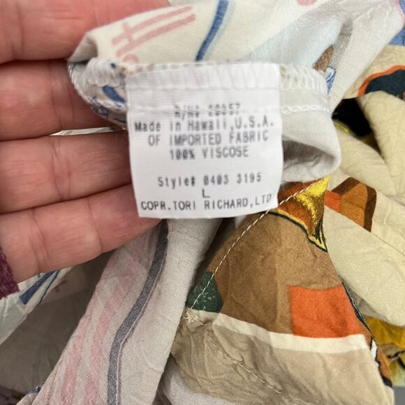 Vintage Tori Richard Hawaiian Cocktail Print Short Sleeve Shirt Size Large - Picture 7 of 9